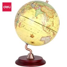 得力(deli) 2217 直径25cm木质底座S型支架地球仪 创意复古地球仪摆件