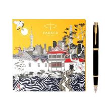 派克钢笔（PARKER）签字笔  IM磨砂金夹钢笔+上海大都会礼盒（双墨水）
