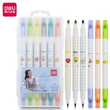 得力(deli)6色柔彩荧光笔套装 醒目标记笔 水性记号笔6支/盒S606