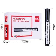 得力(deli)可加墨油性记号笔大容量物流笔 圆头黑色10支/盒 S569