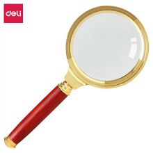 得力(deli)复古金属框木质手柄架放大镜 直径60mm 9096