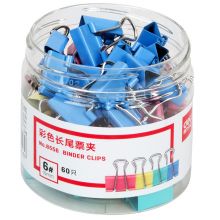得力(deli) 15mm彩色长尾夹票夹 6#金属燕尾夹票据夹子 33427