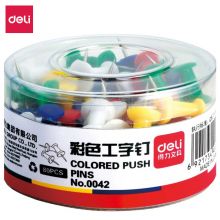 得力(deli)彩色工字钉 软木画板按钉 绘画图钉 80枚/筒 0042