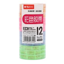 晨光(M&G)文具彩色透明胶带 学生易撕小胶带 手工胶布8mm*20y(18.28米/卷) 12卷装AJD97397