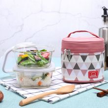 乐扣乐扣（LOCK&LOCK）玻璃保鲜饭盒 小号微波炉500ML*2餐包午餐包 LLG214S904P(粉色餐包)