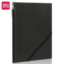 得力(deli)皮面本签字笔礼盒套装 25K商务办公笔记本子配金属中性笔 黑色22248