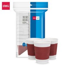 得力(deli) 木浆228ml双层纸杯 20只装*1包 一次性纸杯 红色19213