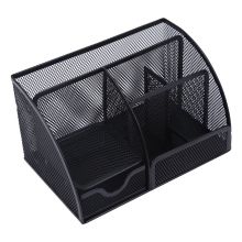 晨光(M&G)文具黑色金属网状七格笔筒 多功能桌面办公收纳盒 ABT98449