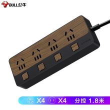 公牛（BULL）新国标插座/插线板/插排/排插 8位分控1.8米 黑色木纹 GN-R1443