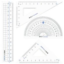 晨光(M&G)绘图测量套尺 15cm直尺+三角尺*2+量角器 上课去系列尺子4件套ARL960D8