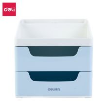 得力(deli)五格桌面收纳盒笔筒  浅蓝8901