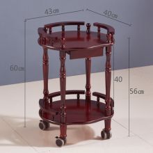 实木小茶几圆形小桌子可移动带滚轮简约 A款-1