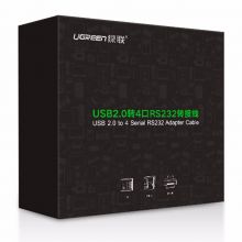 绿联 USB转串口线一拖四RS232九针com口转接线工业级1.5米 US229