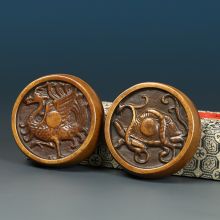 百年墨宝青铜镇尺镇纸  铜青龙白虎朱雀玄武压尺 文房四宝礼品盒摆件把玩毛笔套装镇尺