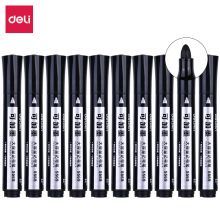 得力(deli)可加墨油性记号笔大容量物流笔 圆头黑色10支/盒 S569