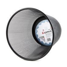 齐心(Comix)垃圾桶 金属网纹圆Ф26.5cm*28.5cm 中号 黑色 B2005