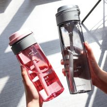 乐扣乐扣 一键式吸管水杯 带刻度学生塑料水杯子ABF764PINK 粉色550ml