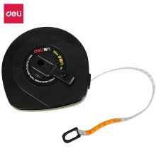 得力(deli)30m耐用皮卷尺操场盘式皮卷尺软尺测量尺子 黑色 8218