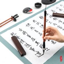 得力(deli)沁笔坊珍品 文房四宝毛笔书法套装(毛笔/墨条/砚台/镇尺/笔搁/印泥盒/水碗) 74299