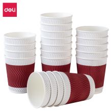 得力(deli)20只280ml双层一次性纸杯 加厚办公水杯 红色19206