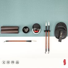 得力(deli)沁笔坊珍品 文房四宝毛笔书法套装(毛笔/墨条/砚台/镇尺/笔搁/印泥盒/水碗) 74299