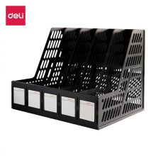 得力(deli)五栏带标签稳固文件栏/文件筐/资料框 黑色 9835