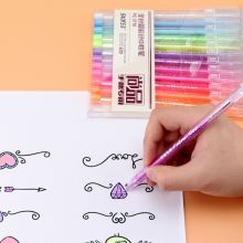 宝克(BAOKE)彩色中性笔 0.6mm全针管手帐笔 金属高光学生标记水笔 12色套装  PC3718#12