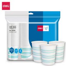 得力(deli)228ml加厚一次性纸杯 100个装 19205