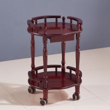 实木小茶几圆形小桌子可移动带滚轮简约 A款-1
