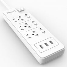 飞利浦（PHILIPS）新国标USB插座 3USB+6孔位 1.8米 儿童保护门排插 SPS1612Q/93