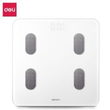 得力(deli) 8809 体脂称/体重秤/健康秤 钢化玻璃面板  2组电极片 白色