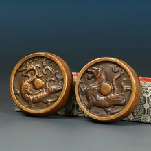 百年墨宝青铜镇尺镇纸  铜青龙白虎朱雀玄武压尺 文房四宝礼品盒摆件把玩毛笔套装镇尺
