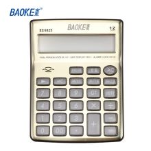宝克(BAOKE) EC6825 12位宽屏带音乐闹铃语音日历计算器 金色拉丝金属面板