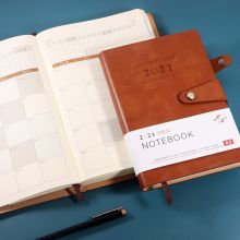 申士  2021年日程本 B5每日计划管理效率手册365天日程计划本 年历本J2021-P18棕色