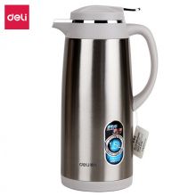 得力(deli) 1.5L不锈钢外壳玻璃真空内胆保温壶  本色 8961