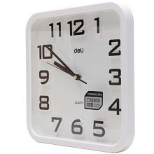 得力(deli)时尚办公家居低噪音挂钟 (33*33cm) 白色 8949