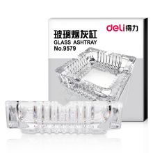 得力（deli）9579 办公居家玻璃方形烟灰缸150*150mm 茶几摆件