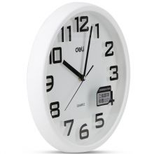 得力(deli)φ33cm时尚炫彩办公家居挂钟 白色 8948