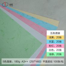道顿180g A3++ 平面皮纹封面打印纸 五色混装 100张/包
