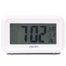 得力(deli)大屏幕多功能夜光数显电子钟 创意温度显示闹钟 白色 8801