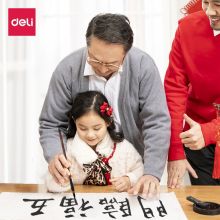 得力(deli)狼毫毛笔套装 文房四宝国画字帖练字笔墨纸砚大中小楷书（40mm、35mm、30mm笔锋毛笔）36005