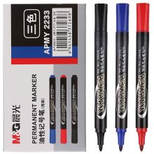晨光(M&G)文具3色单头记号笔 油性马克笔 (黑色*7+蓝色*2+红色*1) 10支/盒 APMY2233