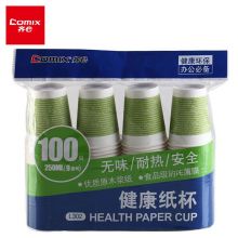 齐心(Comix)加厚一次性水杯/纸杯 250ml 9安 100个装 L302