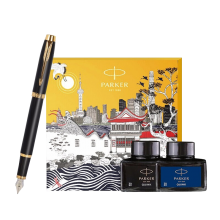 派克钢笔（PARKER）签字笔  IM磨砂金夹钢笔+上海大都会礼盒（双墨水）