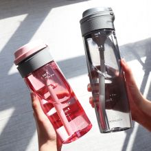 乐扣乐扣 一键式吸管水杯 带刻度学生塑料水杯子 ABF764GRY 灰色550ml