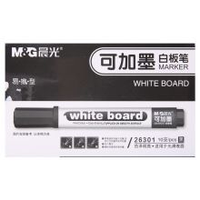 晨光(M&G)文具黑色办公白板笔 可加墨无痕速干会议笔 单头记号笔 10支装AWM26301