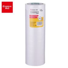 齐心（Comix） 双面胶带高粘性棉纸双面胶易撕易贴 白色12卷装24mm*9.1米  MJT2410