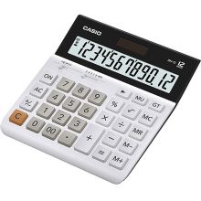 卡西欧（CASIO）DH-12-WE 中型 12位 双电源 超宽计算器 白色