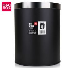 得力(deli)耐用带压圈不锈钢垃圾分类垃圾桶  黑色9199