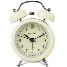 得力(deli)迷你夜光低噪音闹钟 家庭卧室懒人闹钟学生闹钟 颜色随机9024